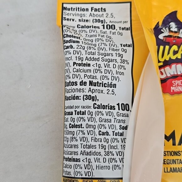 Lucas Gummies Spicy Mango 12-PACK Sweet and Sour Candy Snacks 29.52 Oz - Picture 10 of 10